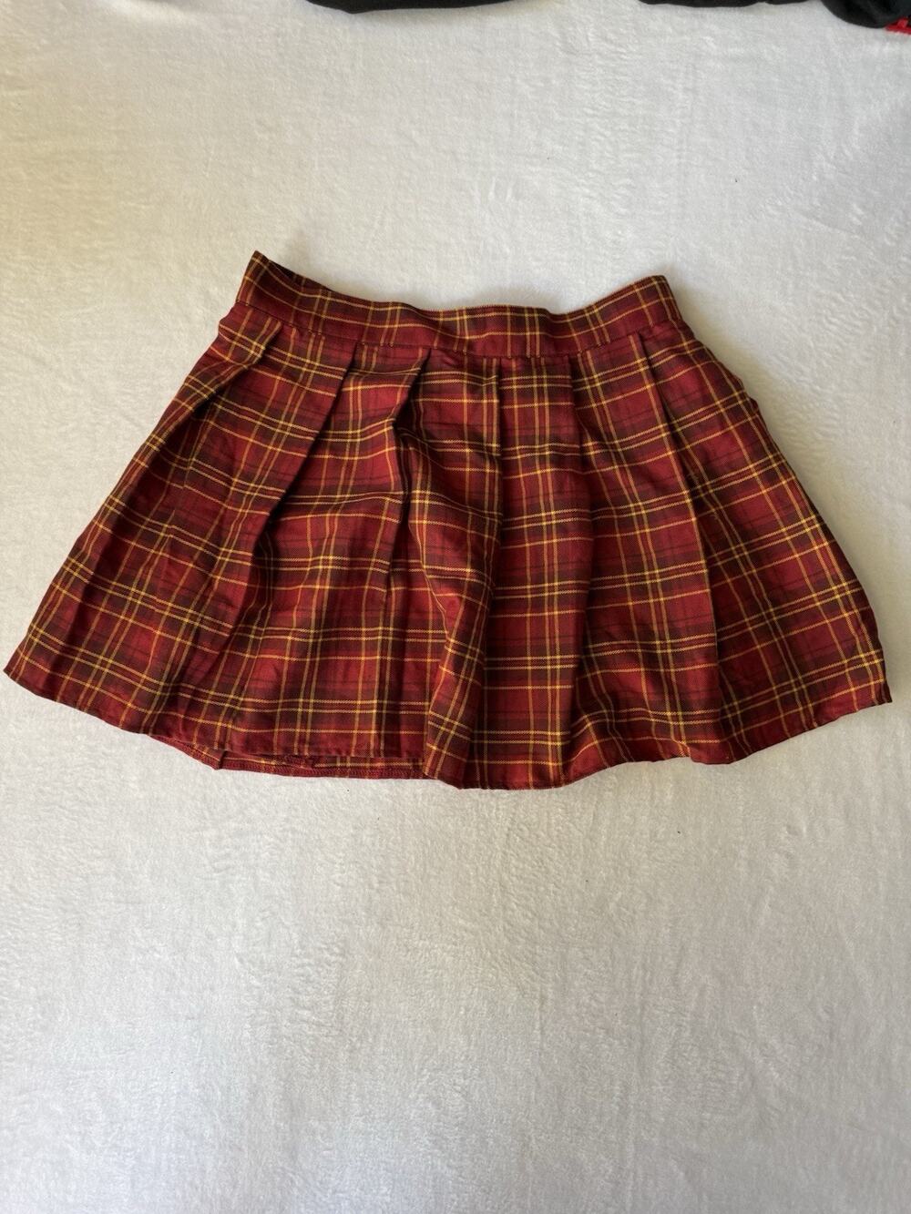 Harry Potter Cosplay Mini Skirt Womens L Plaid Gryffindor Pleated Spirit Costume